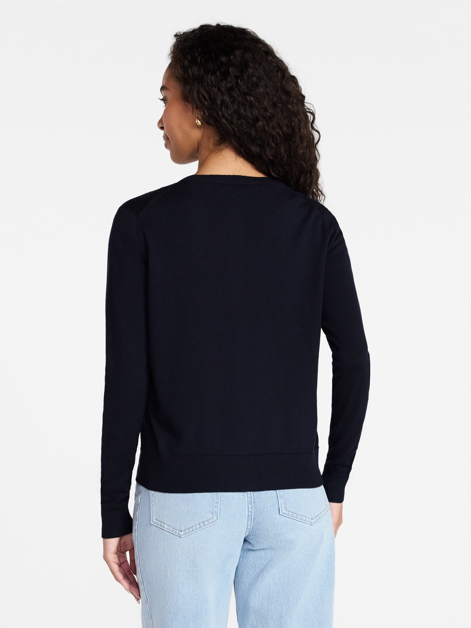 Time and Tru Women's Fine Gauge Cardigan Sweater with Long Sleeves, Lightweight, Sizes XS-XXXL