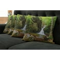 thumbnail image 2 of Ambesonne Scenery Throw Pillow Cover 4 Pack, Spring Waterfall Nature, 20", Green and White, 2 of 6