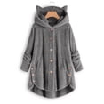 thumbnail image 2 of Women's Plus Size Casual Color Block Sweatshirt Button Hoodie Loose Blouse Warm Coat, 2 of 5