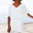 thumbnail image 1 of CHOK 2023 Blouse Décontractée pour Femmes Manches Lotus Col en V Rayures Imprimé Irrégulier T-Shirt Vert TTG, 1 of 6