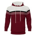 thumbnail image 4 of MELDVDIB Mens Color Block Hoodies Jacquard Knit Long Sleeve Pullover Hooded Sweatshirt Tops with Front Pocket for Daily Wear Casual Outings, 4 of 6