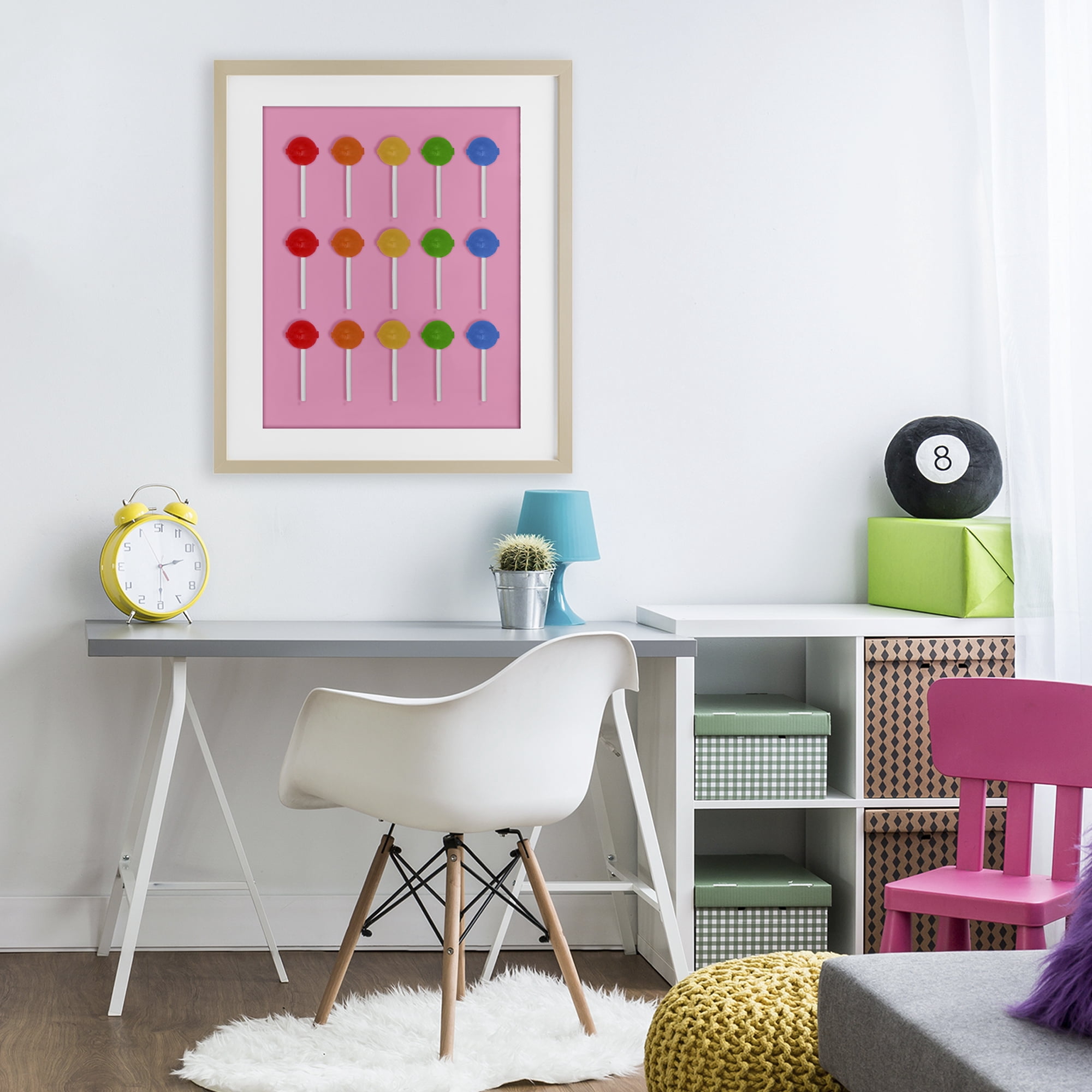 Stupell Industries Colorful Lollipop Grid Birch Framed Print Under Glass, design by LISH Creative