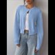 thumbnail image 5 of Suéter Tipo Cárdigan Corto de Larga con Botones y Cuello Redondo para Mujer, Ropa de Punto . Azul M, 5 of 9