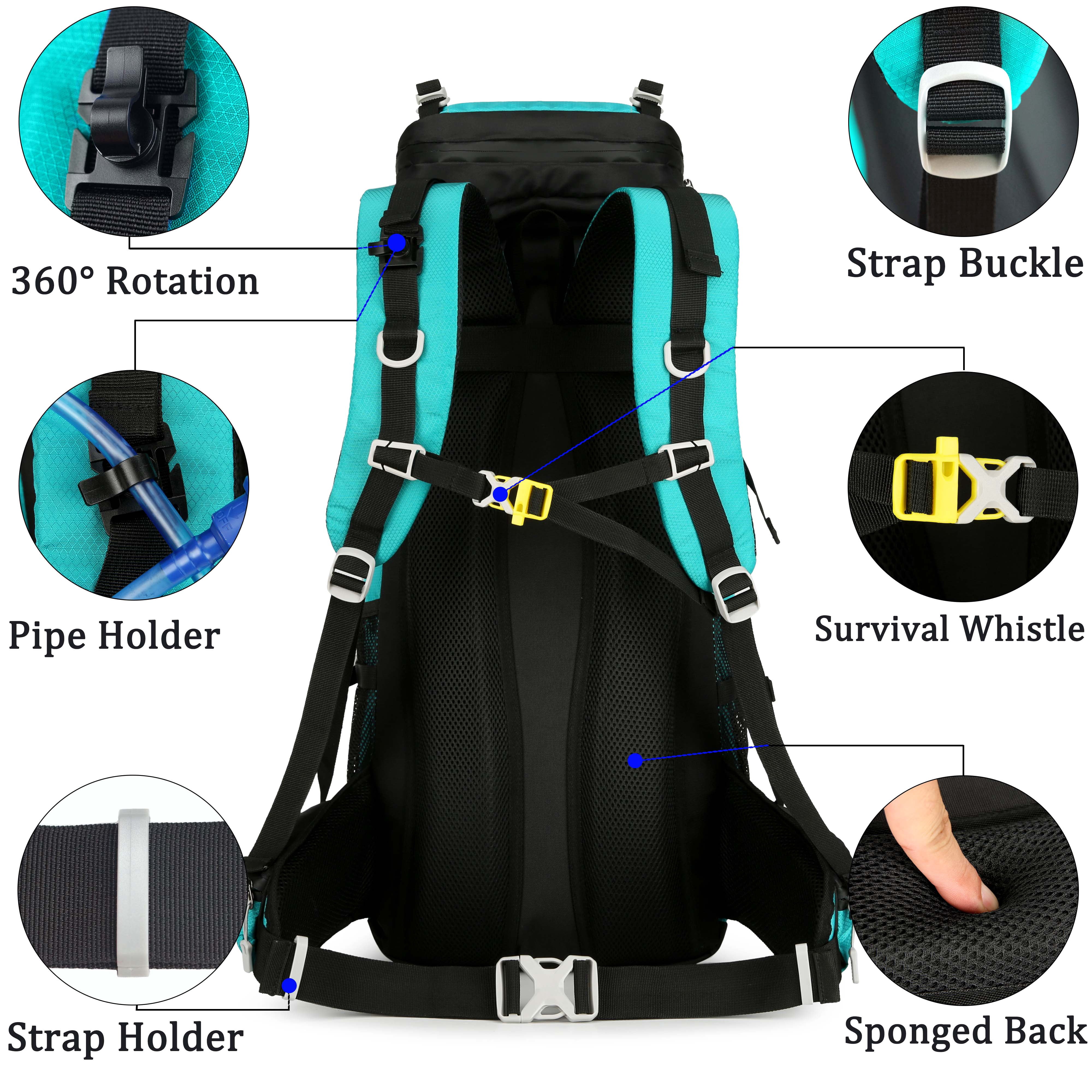 60L Travel Hiking Camping Backpack with Rain Cover, Backpack Water Resistant,Large Backpack for Men Women