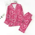 thumbnail image 2 of FUNDUFI Womens Pajamas Set Long Sleeve Lapel Casual Valentine's Day Love Heart Printed Pajama Shirts + Pants 2Pcs Pjs Sets Soft Loose Fit Sleepwear Outfits Set Comfy Women'S Homewear, 2 of 3
