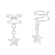 AERAVIDA Stylish Cartilage Dangling Stars Huggie .925 Sterling Silver Ear Clip Cuffs