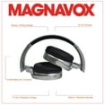 thumbnail image 2 of Magnavox MBH542 Foldable Bluetooth Over-Ear Headphones with Built-in Mic, Gray, 2 of 7