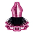 thumbnail image 1 of inhzoy Robe de Danse Ballet en Tulle à Sequins pour Filles, Performance Jazz Latine, Rose 6, 1 of 5