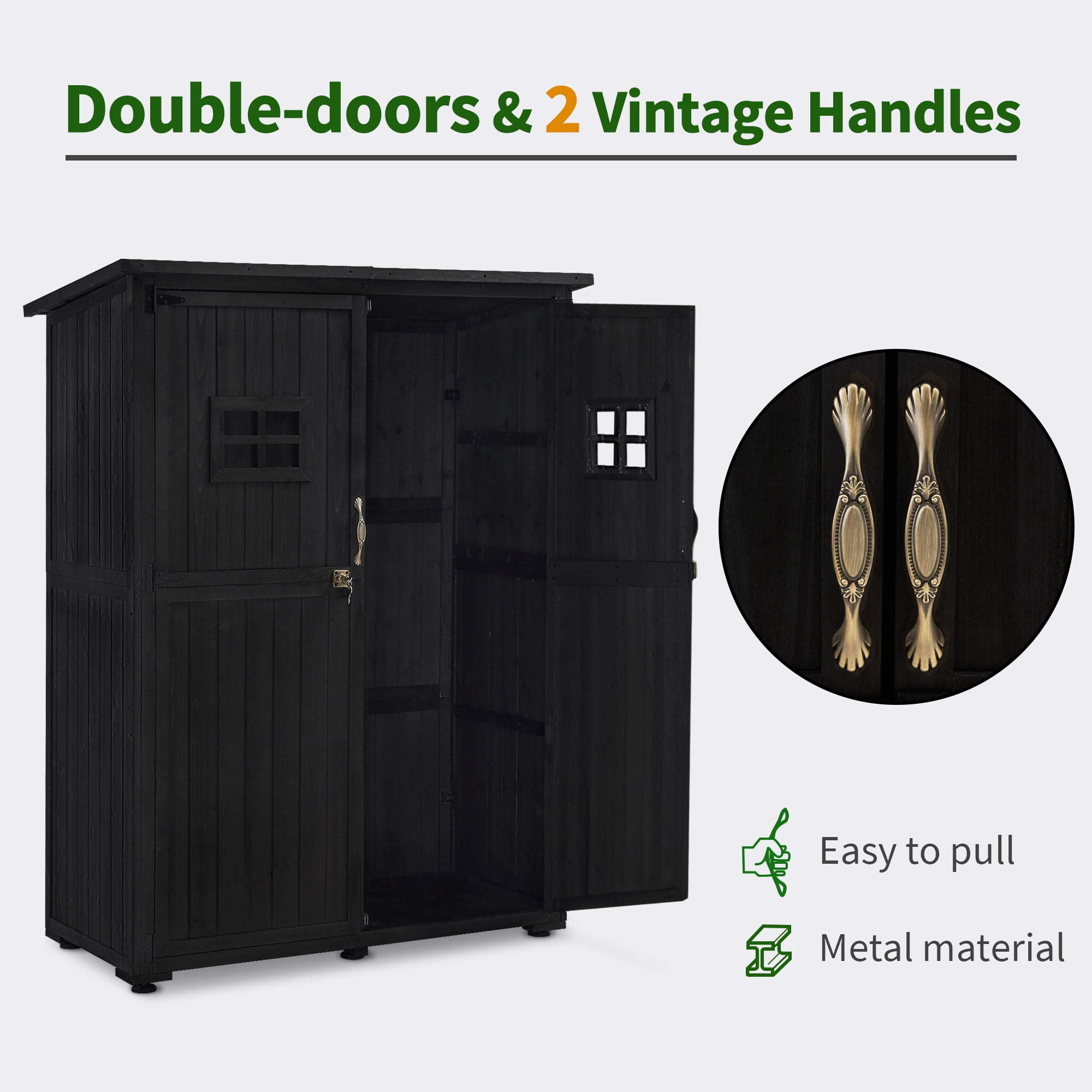 MCombo Wood Large Outdoor Storage Tool Shed (46.9" x 22.4" x 66") 1911 (Black)