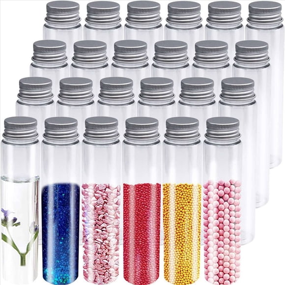 48 Tubos de Ensayo de 110 Ml, Tubos de Ensayo de Plástico Transparente con Tapas, Recipientes de Sal de Baño de Fondo Plano para Dulces, Caramelos de Goma