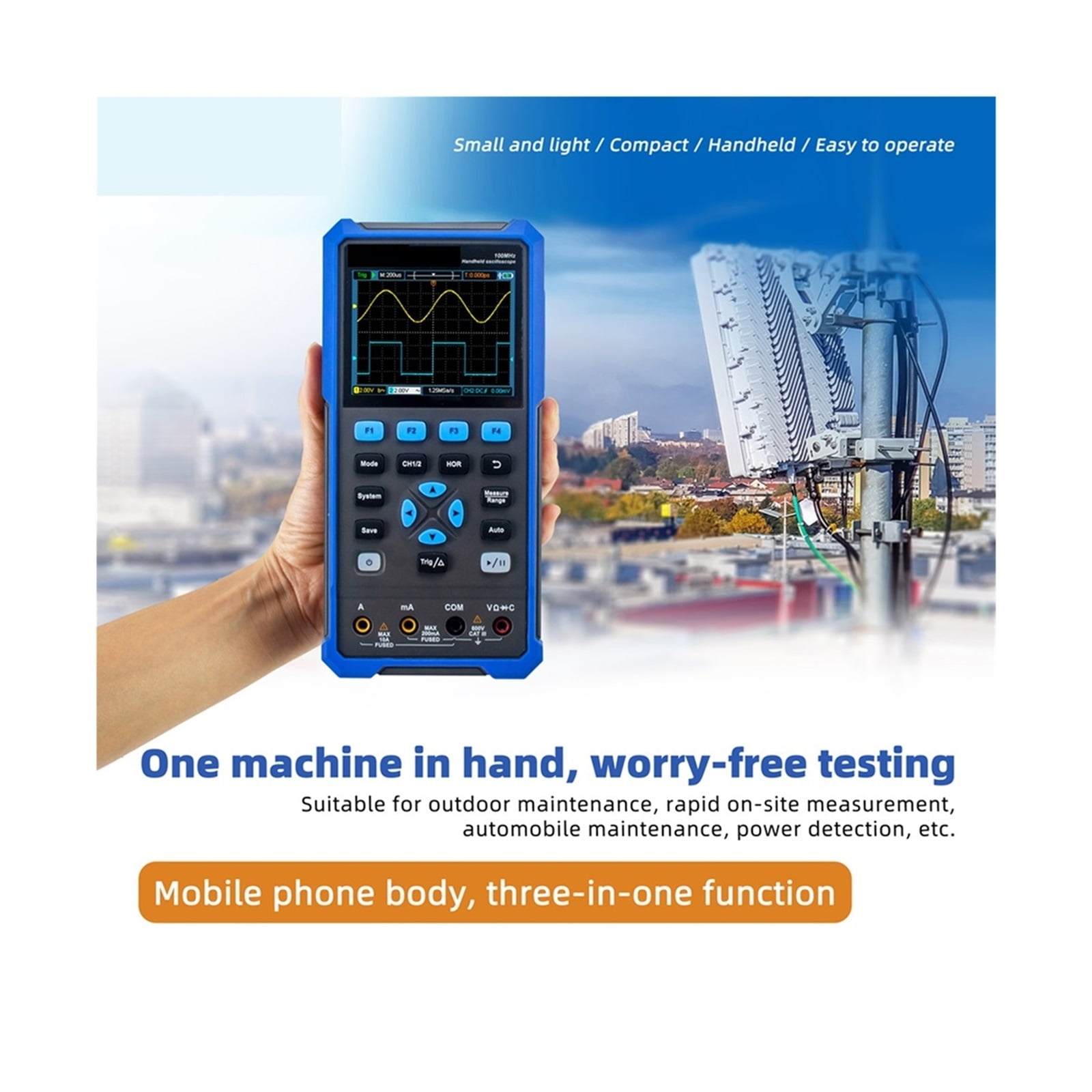 2102S 272S 242S Handheld Digital Oscilloscope 100MHz Bandwidth 500MS 2CH + 1CH Generator Multimeter ,Professional Designed