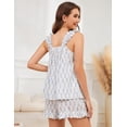 thumbnail image 4 of Conjunto de pijama Flygo Floral para mujer con camisa y pantalones cortos con volantes, 4 of 6