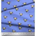thumbnail image 3 of Soimoi Blue Cotton Voile Fabric Tribal Cat Face Print Fabric by the Yard 42 Inch Wide, 3 of 3