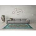 thumbnail image 3 of Ahgly Company Machine Washable Indoor Square Persian Light Blue Traditional Area Rugs, 4' Square, 3 of 4