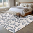 thumbnail image 5 of Blue Floral Large Area Rugs for Bedroom Living Room, Soft Non Slip Carpet Bedside Rug, Farmhouse Vintage Flower Leaf Botanical Rectangular Floor Cover Kitchen Accent Rug 8'x10' for Dining Room/Office, 5 of 9