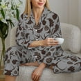 thumbnail image 6 of Yiaed Brown Moose with Pinecones Print Pajamas Women's Long Sleeve Sleepwear Soft Button Down Loungewear Pjs Lounge Set Nightwear Womens Pajama Pants-XX-Large, 6 of 7