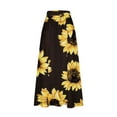 thumbnail image 5 of WXLWZYWL Women's Linen Maxi Skirt with Pockets - Floral Print Casual Elastic Waistband Flared Long Skirt 2024 Fall Fashion, 5 of 5