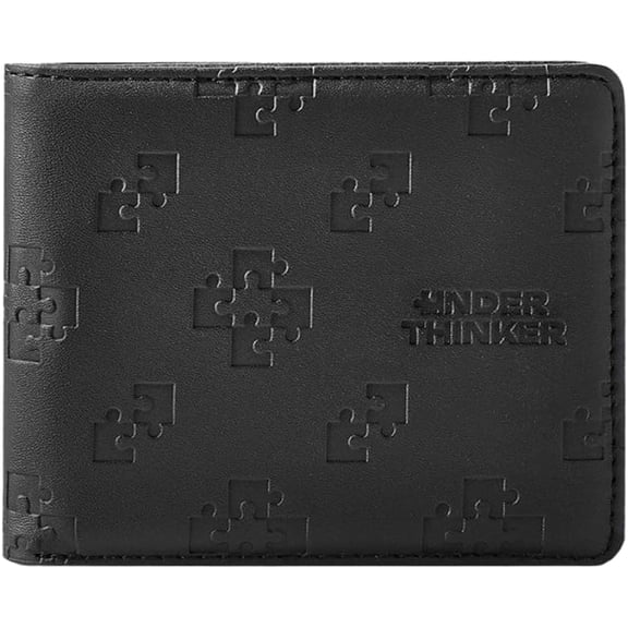 UNDER THINKER Signature RFID Blocking Wallet for Men, PU Leather Bifold Wallet with Embossed Design, Card Slots and Cash Pocket, Black