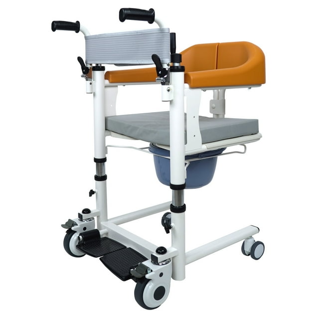 Silla de Transferencia Hidráulica Traslado con Cómodo Sanitario | Grúa para Levantar Paciente, Elevador para Adulto Mayor, Marco de Acero, Ajustable, Auxiliar para Baño
