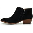 thumbnail image 4 of Sam Edelman Petty Black Suede Rounded Toe Stacked Block Heel Ankle Booties (Black Suede, 11.5), 4 of 6