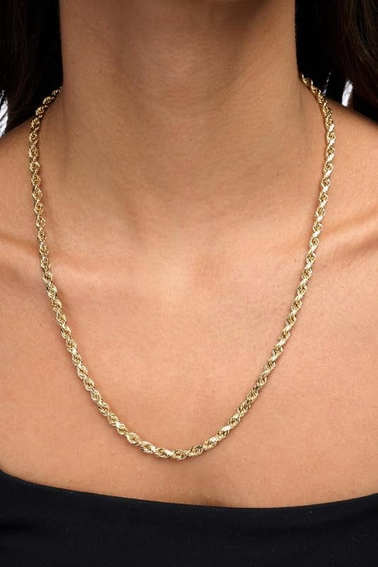 Gold Rope Chain Necklace for Men & Women – 100% Real 10k or 14k Gold, Lightweight, Premium Craftsmanship