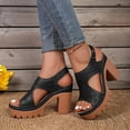 thumbnail image 2 of Heels for Women Open Toe Ankle Strap Chunky Heel Sandals Summer Wide Widths Dressy Slide Shoes Low Block Heeled Party Sandal Black 6.5, 2 of 7