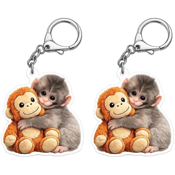 2 Pack Protect Punch The Monkey Keychain Cute Monkey Keychain Pendant