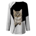 thumbnail image 5 of Pompotops Mode T-Shirts Décontractés à Col Rond pour Femmes, Imprimé Animal, Manches Longues, 5 of 5