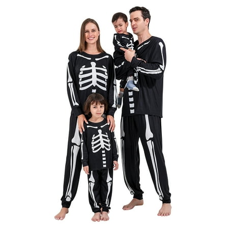 

YWDJ Family Christmas Pajamas Matching Sets Halloween Parent-child Wear Fashion Skeleton Print Family Clothing Home Service Parent-child Suit Men Black(Black Men L)