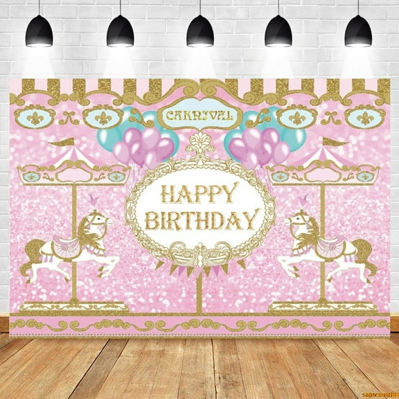 Carousel Backdrop for Photography Baby Shower Birthday Party Newborn Portrait Photographic Background Cake Smash Photo Studio
