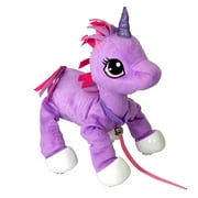 Peppy Pets Soft and Cuddly 11" Walking Purple Unicorn, with Leash