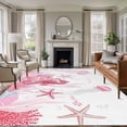 thumbnail image 2 of Pink Ocean Large Area Rugs 5x8 ft Seahorses Jellyfish Starfish Watercolor Coastal Washable Rug Non Slip Indoor Carpet Absorbent Floor Mat for Living Room Bedroom Dining Room, 2 of 9