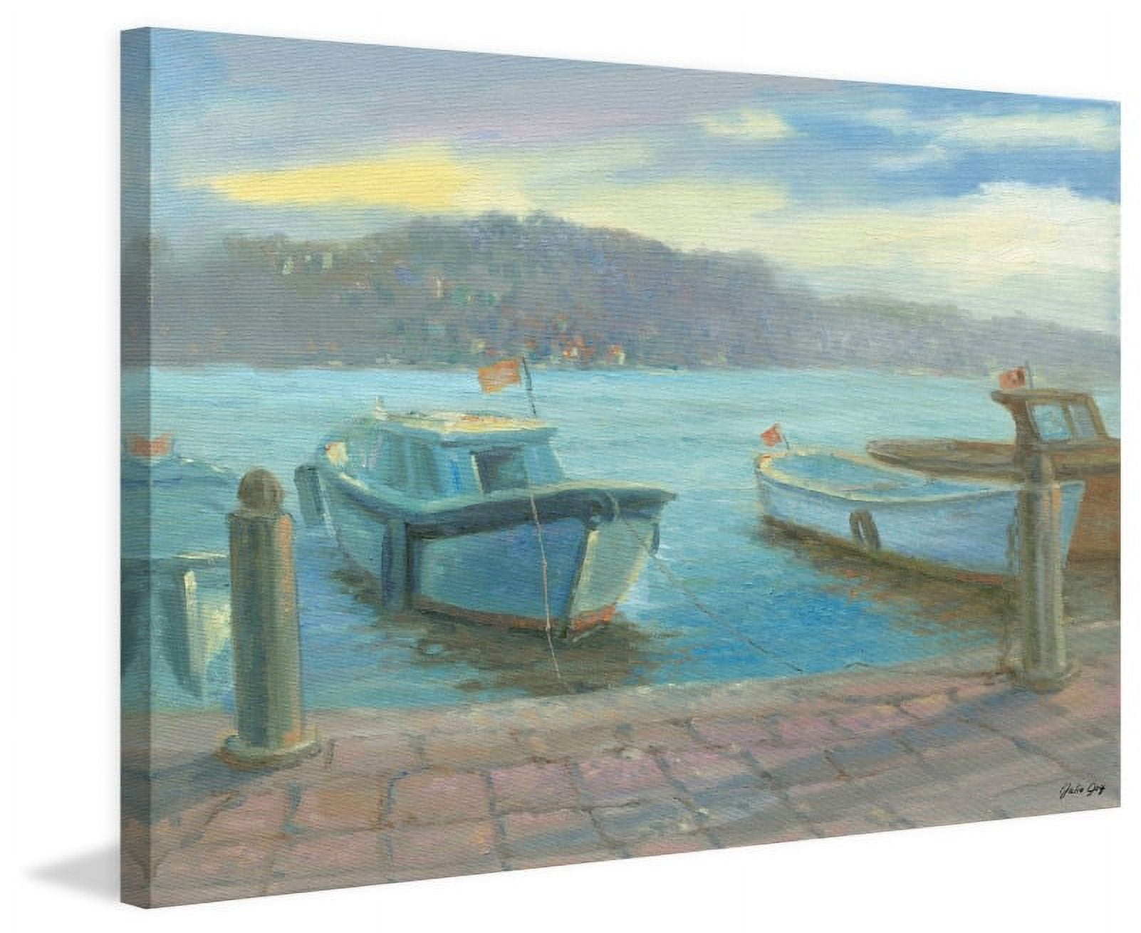 "Morning Dockside" Painting Print on Wrapped Canvas