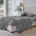 thumbnail image 4 of Velvel Fleece Soft 4 Pieces Bed Sheet Set - Full, Gray, 4 of 5
