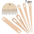 thumbnail image 2 of 7PCS Wooden Weaving Tool Wood Weaving Needle Weaving Shuttle Weaving Loom Comb, 2 of 10