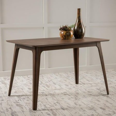 Walnut Dining Table - 47 Mid-Century Modern Kitchen Table Rubberwood Legs Faux Wood Top for Dining Room Easy Assembly.