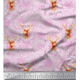 thumbnail image 1 of Soimoi Poly Georgette Fabric Artistic Flower & Reindeer Face Animal Printed Fabric 1 Yard 42 Inch Wide, 1 of 1