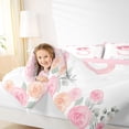 thumbnail image 3 of Manfei Cute Bow Monogram S Queen Comforter Set,Kawaii Floral Comforter Sets Queen,Pink,Pink Reversible,3pcs,1 Comforter and 2 Pillowcases, 3 of 7