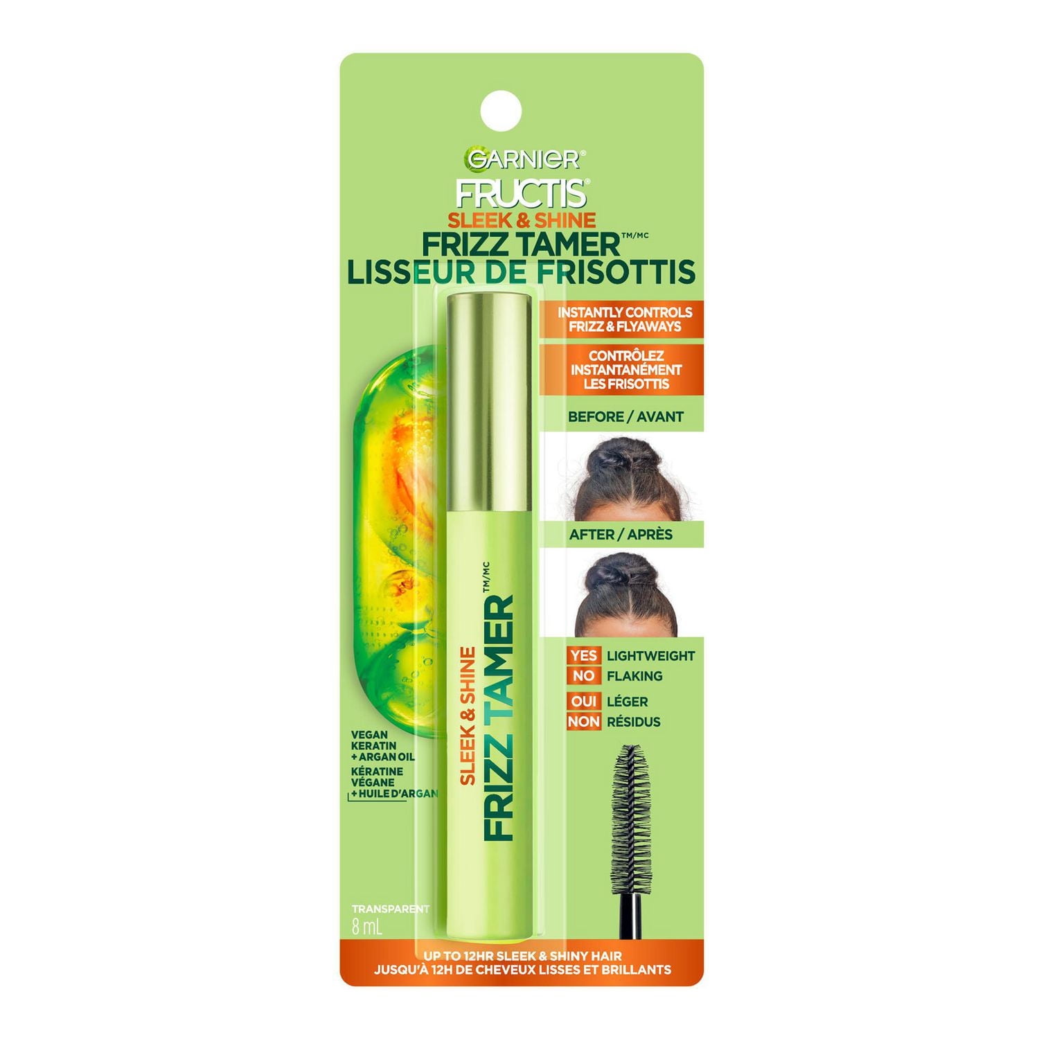 Garnier Fructis Sleek & Shine Lisseur de Frisottis 8 mL jusqu'à 12 heures de cheveux lisses et brillants