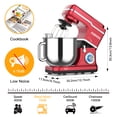 thumbnail image 2 of COZONY 7.5Qt Stand Food Mixer with Egg Whisk, Dough Hook, Beater, and Splash Guard, Red, 2 of 8