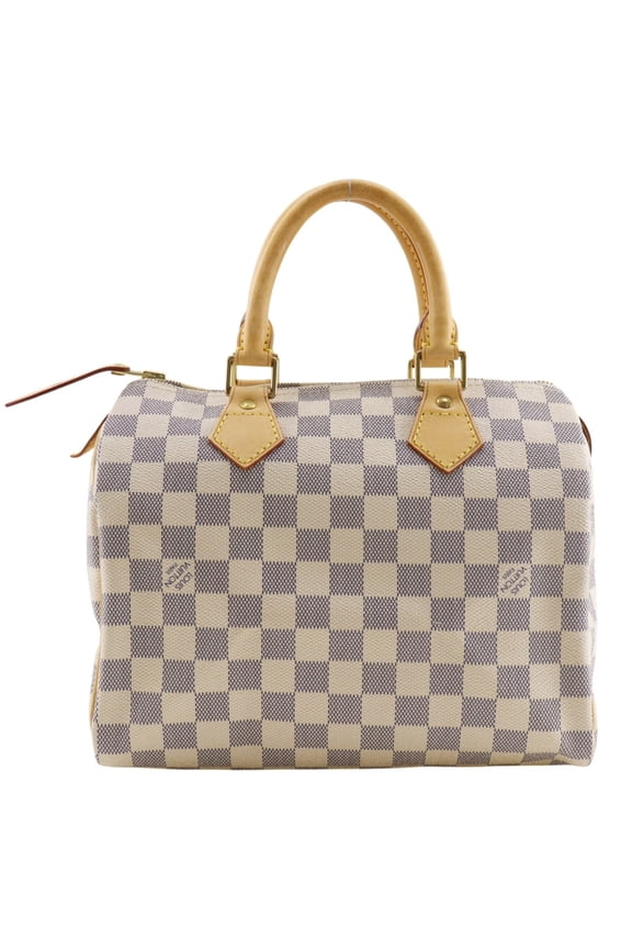 Pre-Owned Louis Vuitton Speedy 25 handbag, N41371, Damier Azur canvas, 2008 model, white,...