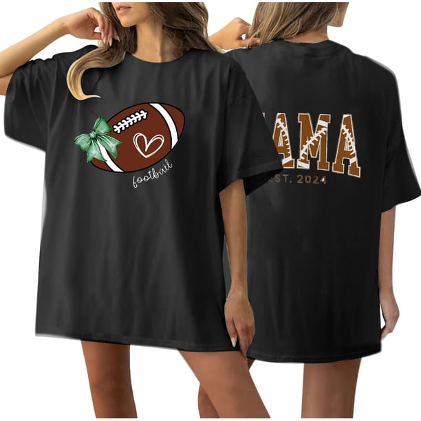 Tops Cortos para las Mujeres, Doble Cara Impreso Cuello Redondo Gota Hombro Camiseta, Top Estirable Casual