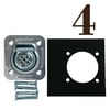 FOUR Recessed D Ring Cargo Tiedown Anchors w/ Mounting Lock Plates & Installation Tie Down Hardware Accessories, Flush Mount Bolts, Keps Lockwasher Nuts, Flat Washers | Square Galvanized Steel