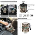 thumbnail image 4 of Renewold American Tribal Cow Print Brown Teal 12 Pcs Front Car Seat Cover Set with Steering Wheel Cover Seat Belt Pad Armrest Cover Coaster Trash Bag Air Vent Bag Rearview Mirror Cover Keychain, 4 of 7