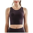 thumbnail image 1 of Sujetador deportivo de cuello alto para mujer - Largo, impacto medio, sin aros, acolchado, camiseta corta para yoga/gimnasio - Tallas S-XL, 1 of 8