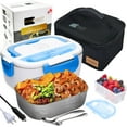 thumbnail image 1 of FORABEST Electric Lunch Box for Adults, Fast 80W Heated Lunch Box for Adult 12/24/110/220V Portable Food Warmer Lunch Box for Car,Truck,Office 1.5L Durable Leakproof Loncheras Para Hombres De Trabajo, 1 of 4