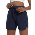 thumbnail image 3 of BALEAF Women's 5" Workout Shorts Athletic Running Shorts High Waisted with Zipper Pocket Gym Quick Dry Hiking Sports Navy XL, 3 of 7