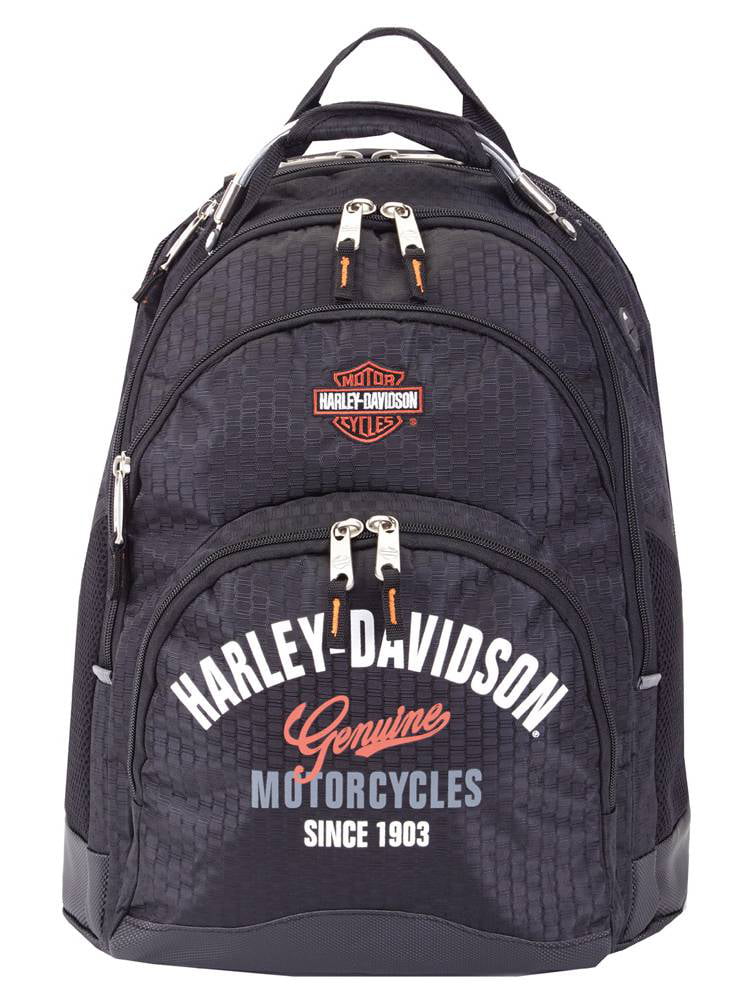 Harley-Davidson Mens Deluxe Backpack BP1900S-ORGBLK, Harley 