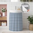 thumbnail image 4 of Sky Blue Striped Small Cabinet Curtains 10"W x 11"L, Farmhouse Vintage Sky Blue Stripes Sink Skirt Dust-Proof Short Curtain for Bathroom Vanity Storage Cubby Desk, Self Adhesive Privacy Drapes, 4 of 9