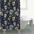 thumbnail image 4 of Navy Floral Skull Pattern Shower Curtain 84"x72" ,Bathroom Decorative Shower Curtains Set with 12 Hooks,Modern Waterproof Washable Shower Curtain, 4 of 6